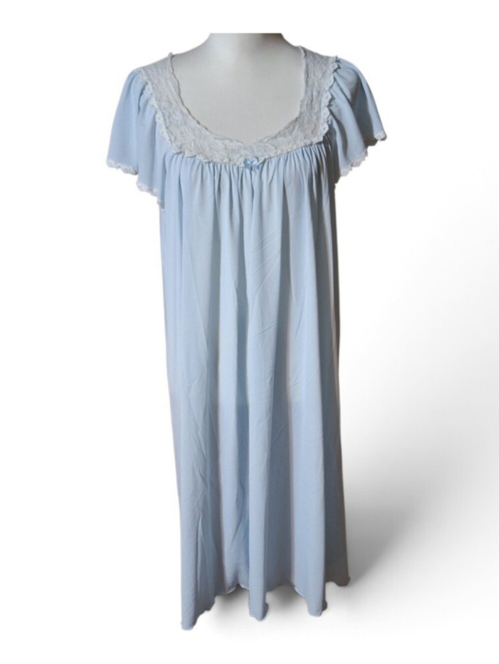 Vtg 80s lace trim babydoll satin coquette romantic cottage satin slip dress USA